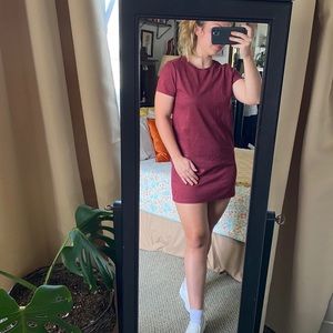 DEEP RED FAUX VELVET TSHIRT DRESS 👗🌹